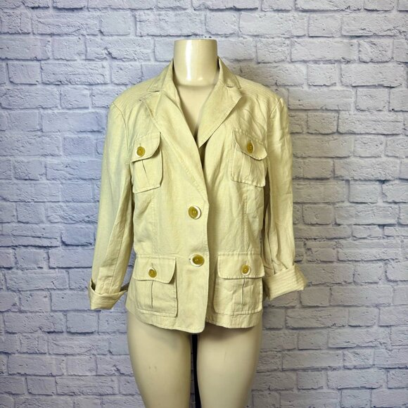 Bandolino Tops - Bandolino Linen Blend Utility Blazer Jacket – Size 14